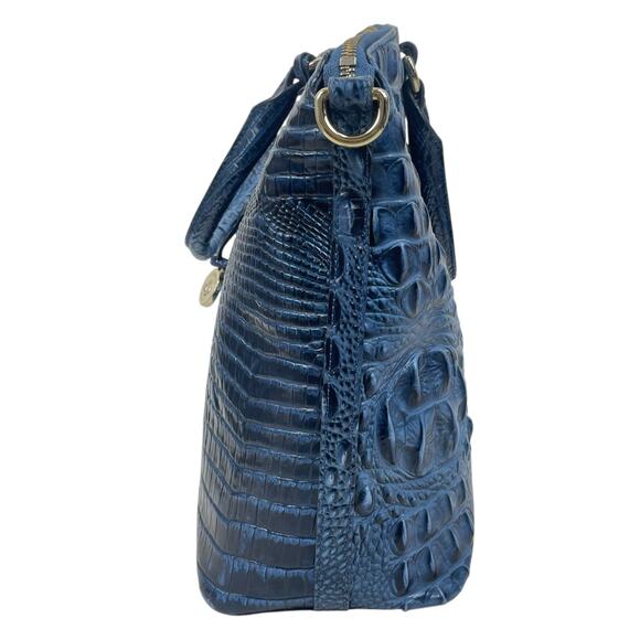 Brahmin Large Duxbury Satchel Bag Melbourne Blue Leather Croc - Picture 3 of 8